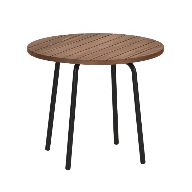 Mesa Lateral Redonda Eixo Cera Rústica e Preta