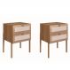 Conjunto com 2 Mesas de Cabeceira Oslo Palhinha 4 Gavetas Hanover