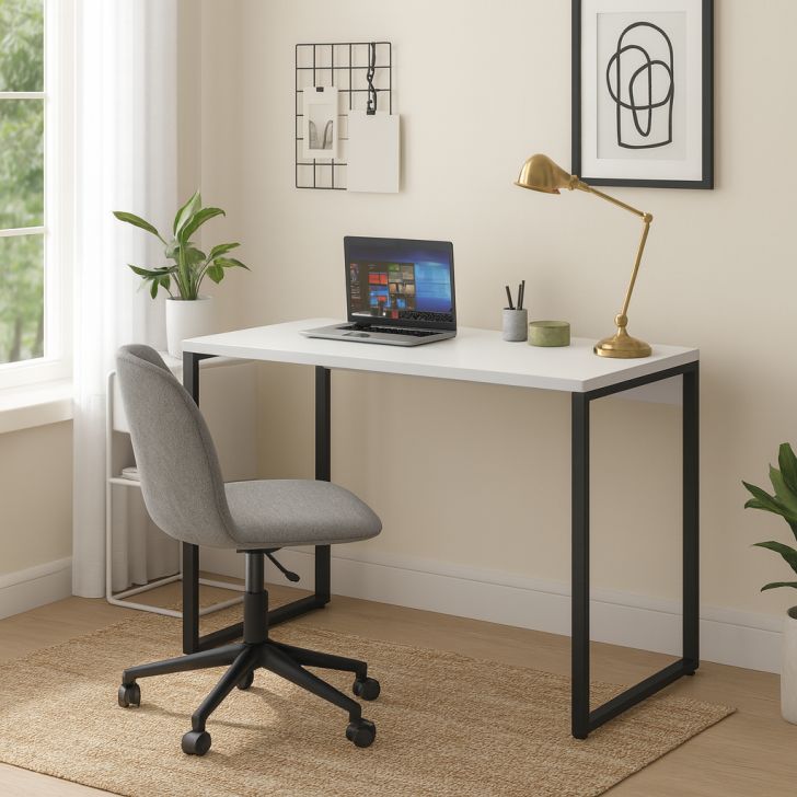 Mesa de Escritório Nikki Branca 120 cm