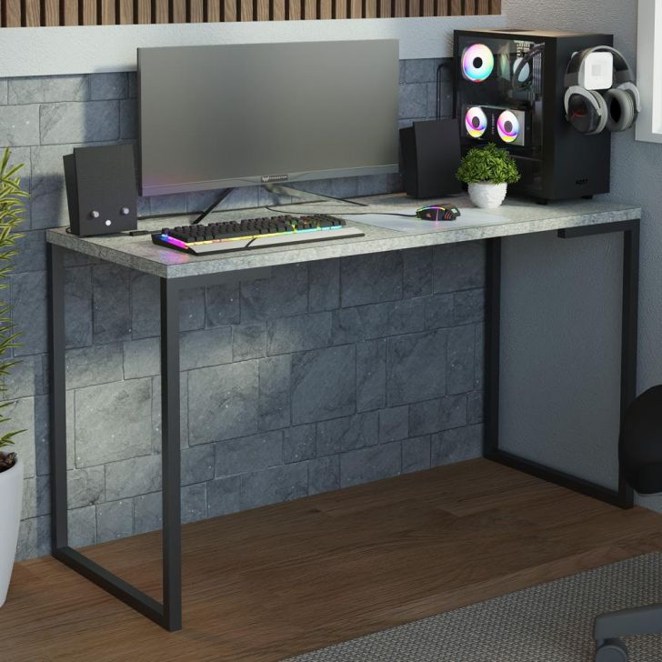 Mesa de Escritório Industrial Cinza 120cm Mood Madesa
