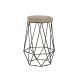 Banqueta Decorativa Rubel Base Preta Veludo Bege - Gran Belo