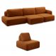 Conjunto Sala de Estar 1 Sofá Retrátil Modulado 372cm e 1 Poltrona Santiago Bouclê Terracota G89 - Gran Belo
