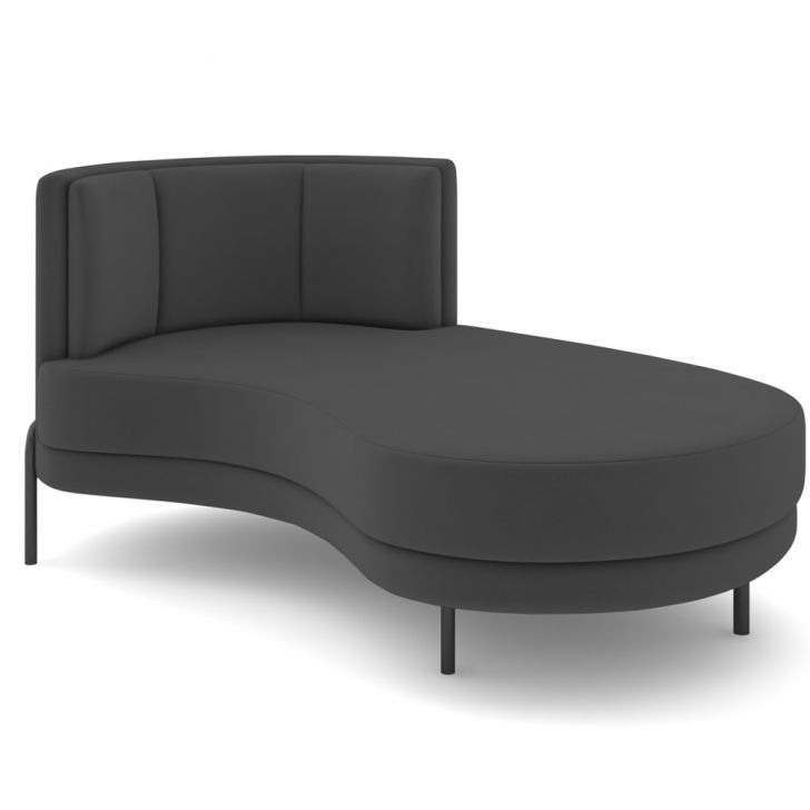 Chaise Longue Divã 164cm Braço Esquerdo Logus D06 Veludo Cinza - Mpozenato