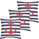 Kit 3 Capas De Almofadas Âncora Vermelho Navegação Marítima