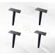 Kit 4 pezinho Multiuso Pés móveis 18cm Aço reforço Preto fosco