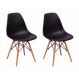 Kit 02 Cadeiras Eiffel Charles Eames Preta com Base de Madeira DSW