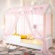 Cama de Solteiro Poppy Branco Voal Rosa com Colchão e LED