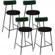 Kit 04 Banquetas Baixa Bar Cozinha E Sala De Jantar Milão L02 Facto Verde Linho Chumbo - Lyam Decor