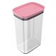 Pote Hermético Grande Retangular com Tampa 2,3 Litros Porta Mantimentos Cozinha Rosa Quartzo