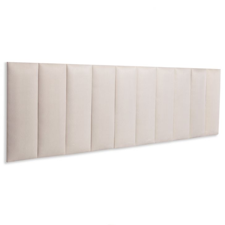 Cabeceira King Estofada Para Cama Box Kit 10 Placas Adesivas - Modelo Reta Suede Off White