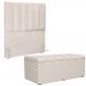 Kit Cabeceira Cama Box Solteiro 100cm Com Calçadeira Recamier Baú Dália W01 Linho Cru - Lyam Decor