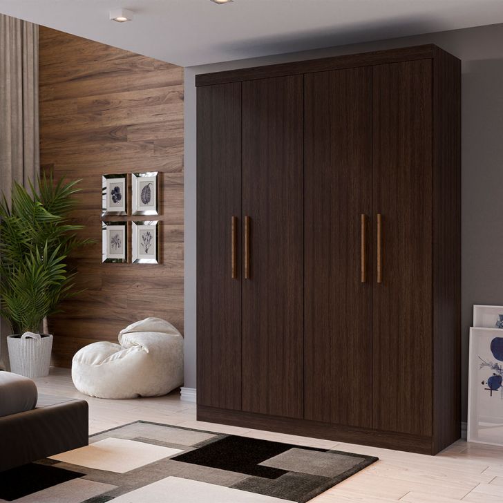 Guarda-roupa Solteiro Supreme 4 Portas 2 Gavetas Capuccino Wood