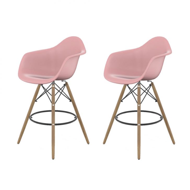 Conjunto com 2 Banquetas Eames Arm DSW Rosa