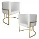 Kit 2 Poltronas Decorativa Luana Base Gold PU Branco - Montanaris Decor