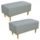 Kit 02 Puffs Decorativo Sala de Estar Cléo W01 Pés Palito 90 cm Linho Cinza Escuro - Lyam Decor