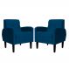 Kit 02 Poltronas Decorativa Luiza Para Escritório Veludo Azul Marinho - DS Estofados