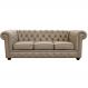 Sofá 3 Lugares Sala de Estar 235cm Chesterfield Pés Madeira Couro Avelã G40 - Gran Belo