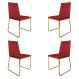 Kit 4 Cadeiras de Jantar Estofada Lille Base Gold Veludo Vermelho - Montanaris Decor
