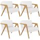 Kit 04 Poltrona Decorativa Para Sala Pietra Estrutura De Madeira L02 Corano Branco - Lyam Decor