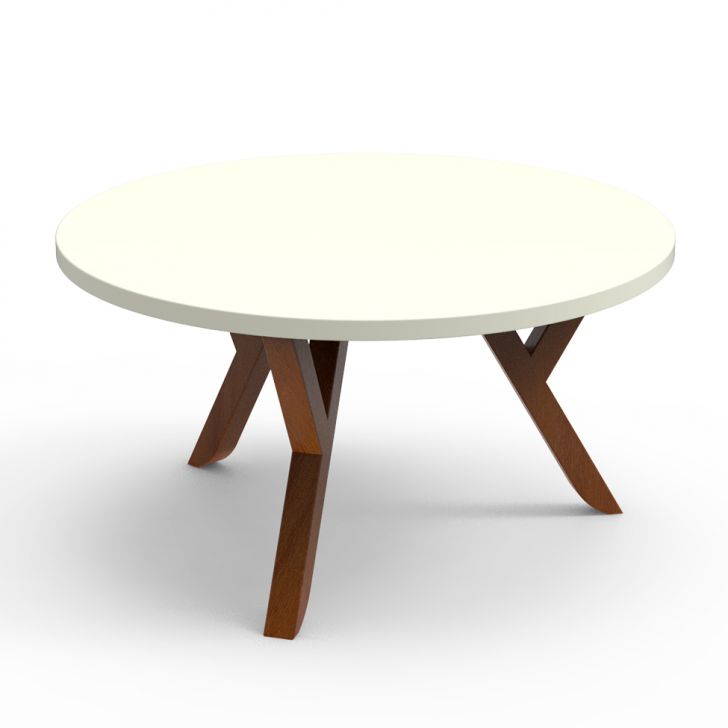 Mesa de Centro Redonda Ipiranga Off White e Amêndoa