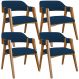 Kit 04 Cadeiras Para Sala de Jantar e Estar Living Estofada Suran L02 Suede Azul Marinho - Lyam