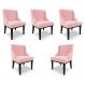 Kit 5 Cadeiras Decorativas Sala de Jantar Base Fixa de Madeira Firenze Suede Rosa Bebê/Preto G19 - Gran Belo