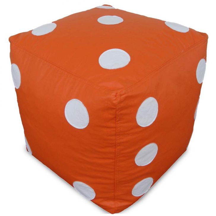 Puff Infantil Dado Laranja E Branco
