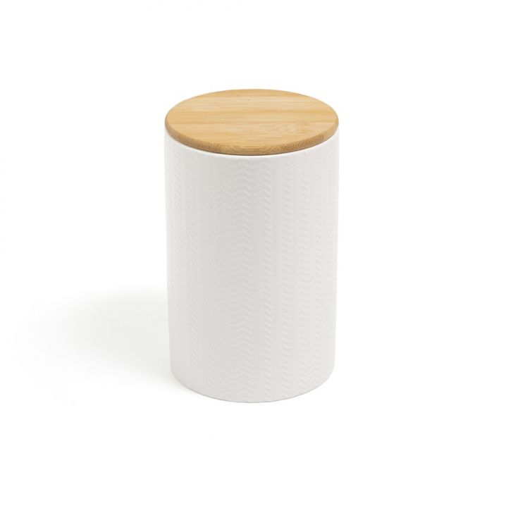 Pote com Tampa de Bambu Oikos 1,5L Branco