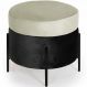 Puff Decorativo Lewis 45x45 cm Pés Preto Suede Preto/Veludo Creme - Nexta Casa