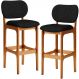 Kit 2 Banquetas Alta Bar Cozinha Sala Jantar Fixa Betta L02 Imbuia Linho Chumbo - Lyam Decor