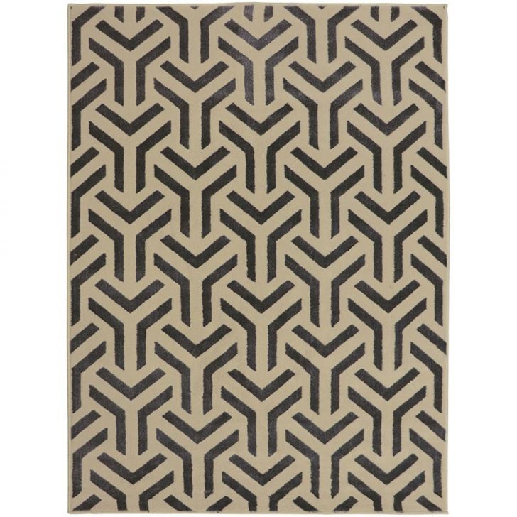 Tapete Supreme Retangular Polipropileno (150x200) Bege e Preto