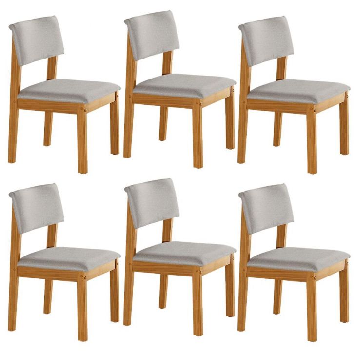 Conjunto de 6 Cadeiras de Jantar Jade com Tecido Linho Cinza Claro/Cinamomo