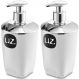2 Porta Sabonete Líquido Plástico UZ Brancos 400ml Sabonetei