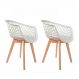 Kit 2 Cadeiras para Sala de Jantar com Base de Madeira Web Branca