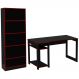 Conjunto Mesa e Armario Gamer ME4141 ME4152 Preto Vermelho Tecno Mobili