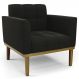 Poltrona Decorativa Base Madeira Castanho Ana Suede Preto - Ibiza