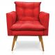Poltrona Olivia Suede Vermelho Pés Palito Castanho - Pallazio