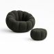 Kit Poltrona Decorativa Concha C/Almofada e Puff Boucle Cinza Escuro Abobora - Montanaris Decor