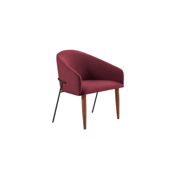 Poltrona Decorativa Com Base Preta Home Vinho