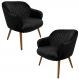 Kit 2 Poltronas Decorativas Kitana Pés Palito Veludo Preto G15 - Gran Belo