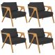 Kit 04 Poltronas Decorativa Para Sala Estar Pietra Estrutura De Madeira L02 Suede Preto - Lyam Decor