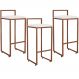 Kit 03 Banquetas Alta Para Cozinha Sala De Jantar Hanna L02 Bronze Corano Branco - Lyam Decor