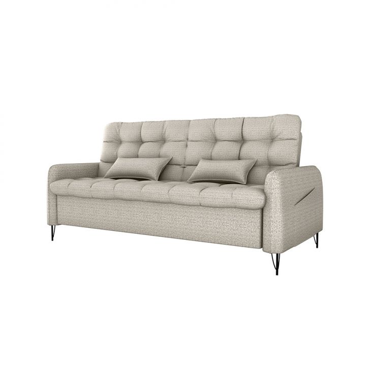 Sofá-Cama Casal 3 Lugares Pillar Linho Cinza Claro