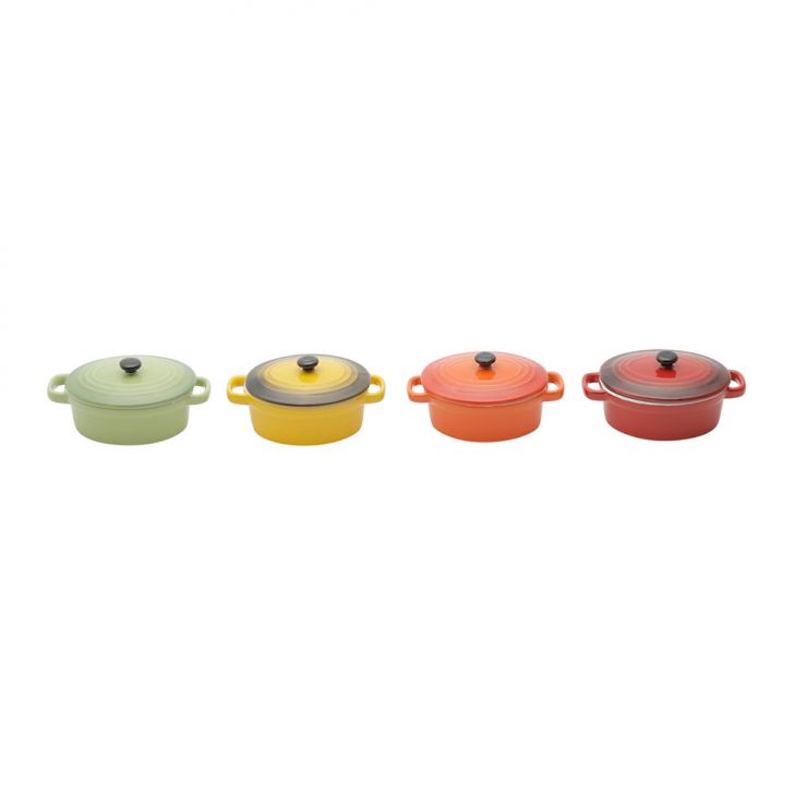 Conjunto Com 4 Panelas Vintage Colorido 8x8x15 Cm