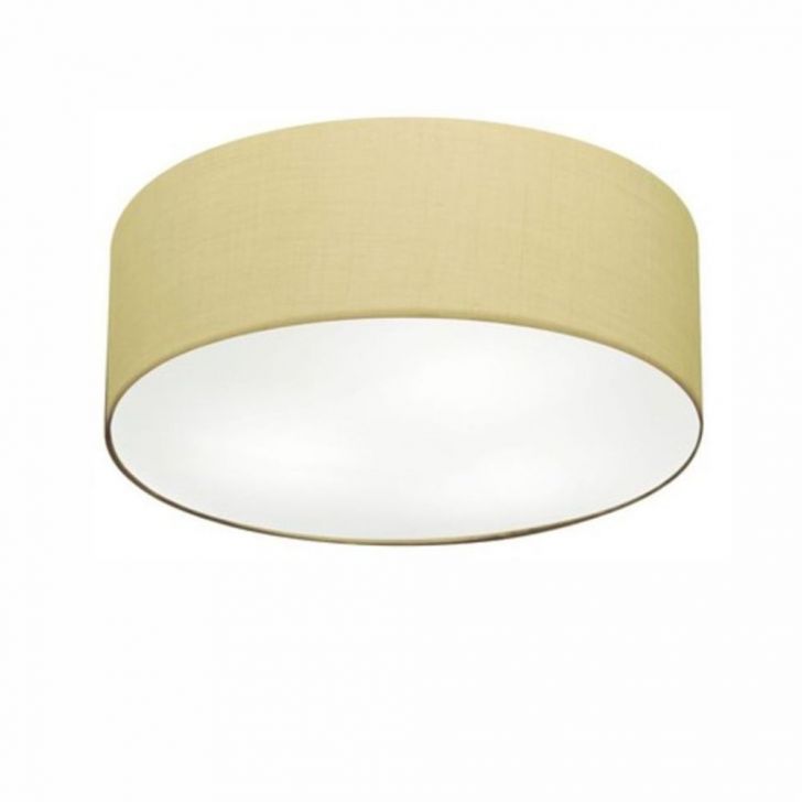 Plafon Cilíndrico Md-3047 Cúpula em Tecido 45x15cm Algodão Crú - Bivolt