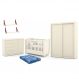 Dormitório Tutto New 2 Portas, Cômoda 1 Porta, Berço Off White com Colchão e Prateleiras - Matic Móveis