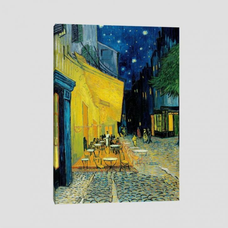 Quadro Van Gogh Terraço Do Café À Noite Tela No Chassi 95X63Cm