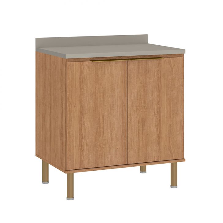 Balcão de Cozinha com Tampo Deseo 2 Portas Mel e Fendi