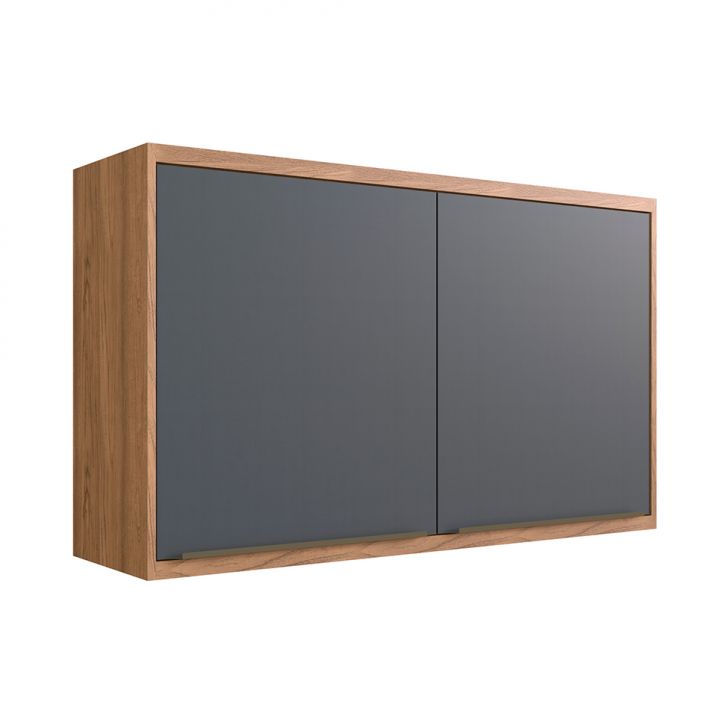 Armário Aéreo Ten 2 Portas Freijó e Grafito 120 cm