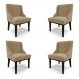 Kit 4 Cadeiras Decorativas Sala de Jantar Base Fixa de Madeira Firenze Suede Nude/Preto G19 - Gran Belo